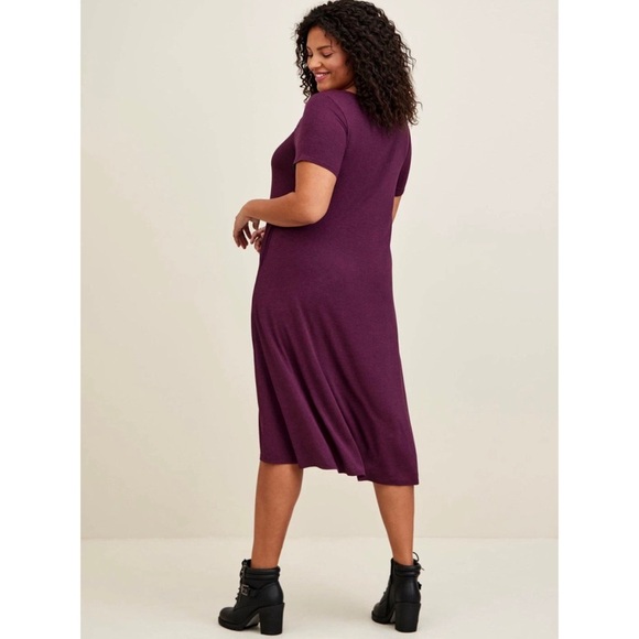 Size 0X Torrid Womens Torrid At The Knee Supersoft Hi-Low Dress Purple - Picture 2 of 7